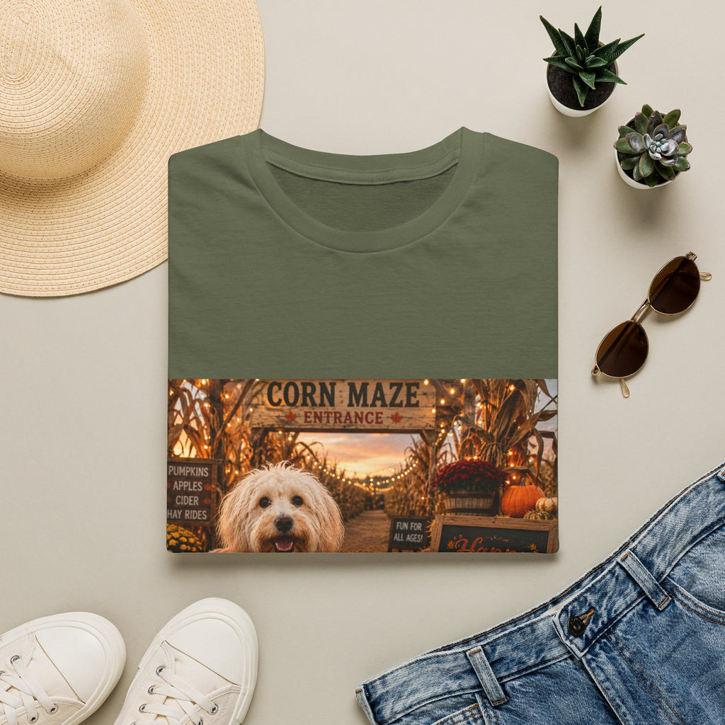 Happy Fall Y'all | Maddie's Corn Maze Adventure™ | Cozy Autumn Dog Lover T-Shirt | Fall Festival Shirt