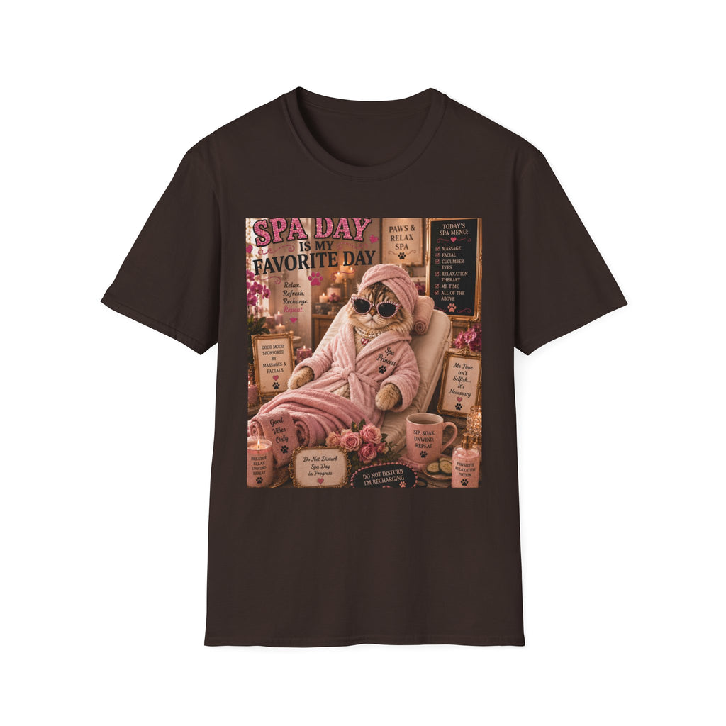 Spa Day Is My Favorite Day | Classy Cats™ T-Shirt | Funny Spa Cat Shirt | Self-Care Gift | Cat Mom Tee | Relaxation & Wellness Apparel