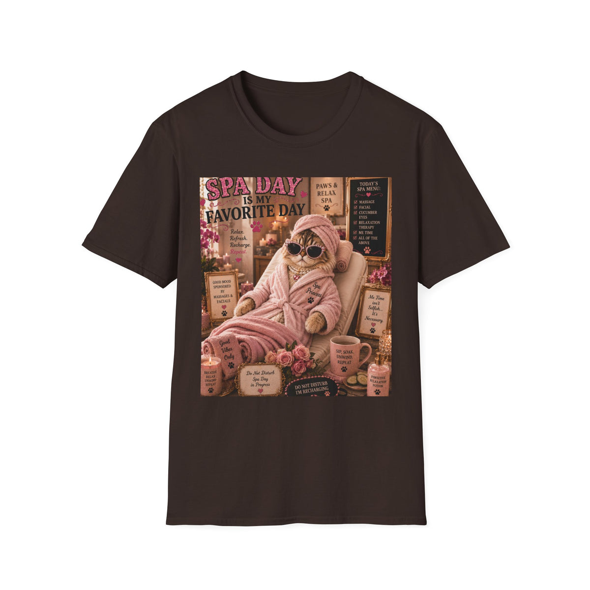 Spa Day Is My Favorite Day | Classy Cats™ T-Shirt | Funny Spa Cat Shirt | Self-Care Gift | Cat Mom Tee | Relaxation & Wellness Apparel