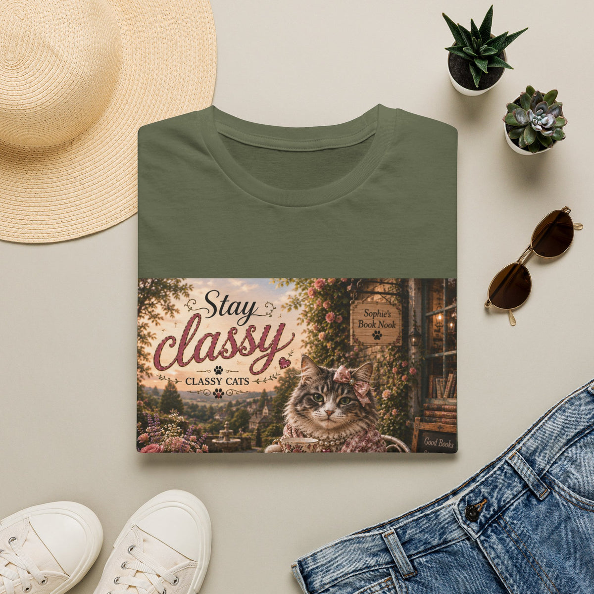 Stay Classy Cat T-Shirt — Vintage Cozy Cat Graphic Tee