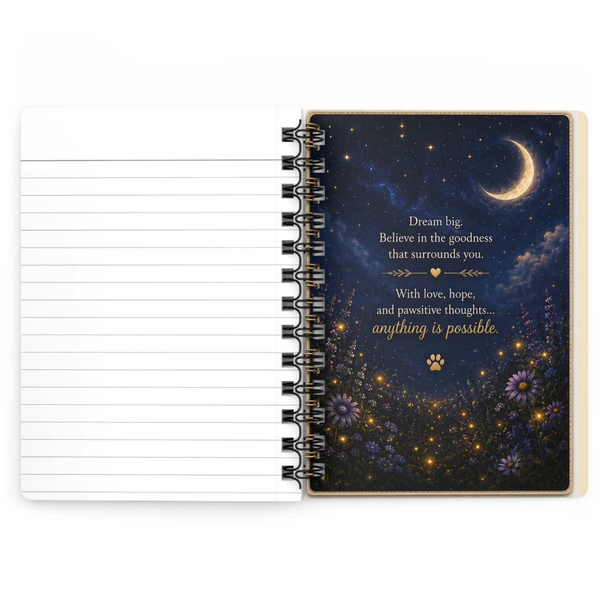 Today's Pawsibilities™ – DREAM Spiral Bound Journal | Maxx Inspirational Dog Journal | Dream Big Writing Notebook