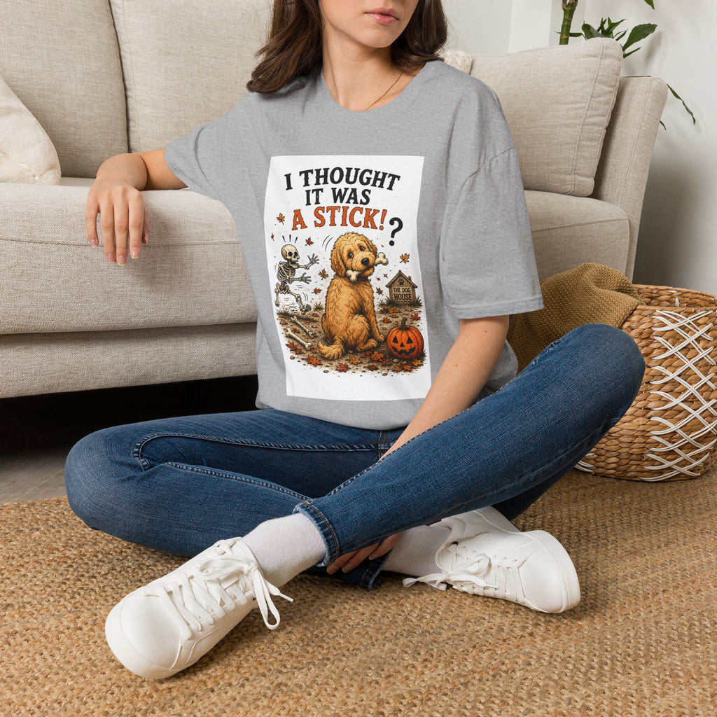 Funny Halloween Dog Shirt – I Thought It Was a Stick! | Skeleton Dog T-Shirt | Vintage Halloween Tee | Cute Dog Lover Gift | Fall Graphic Tee