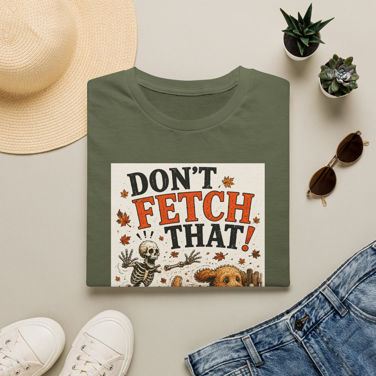 Funny Halloween Dog Shirt – Don't Fetch That! | Skeleton Dog T-Shirt | Vintage Halloween Tee | Dog Lover Gift | Fall Graphic Tee | Cute Spooky Shirt