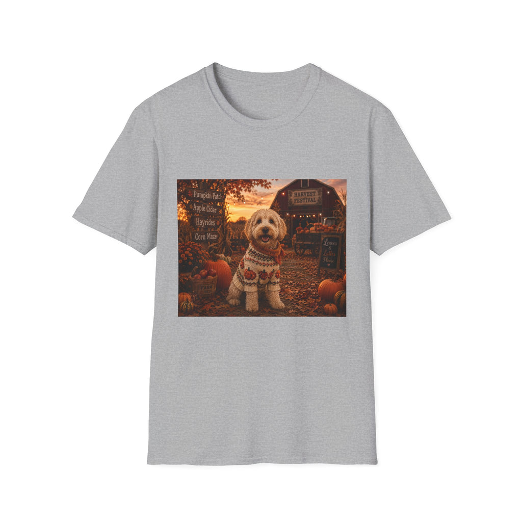 Leaves & Lattes Please | Maddie's Harvest Festival™ | Cozy Fall Dog Lover T-Shirt | Autumn Farmhouse Shirt