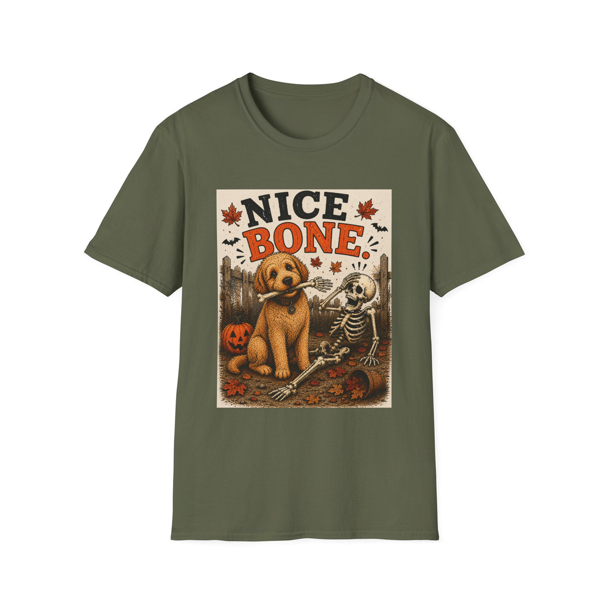 Funny Halloween Dog Shirt – Nice Bone. | Skeleton Dog T-Shirt | Vintage Halloween Tee | Dog Lover Gift | Cute Fall Graphic Tee | Funny Spooky Shirt