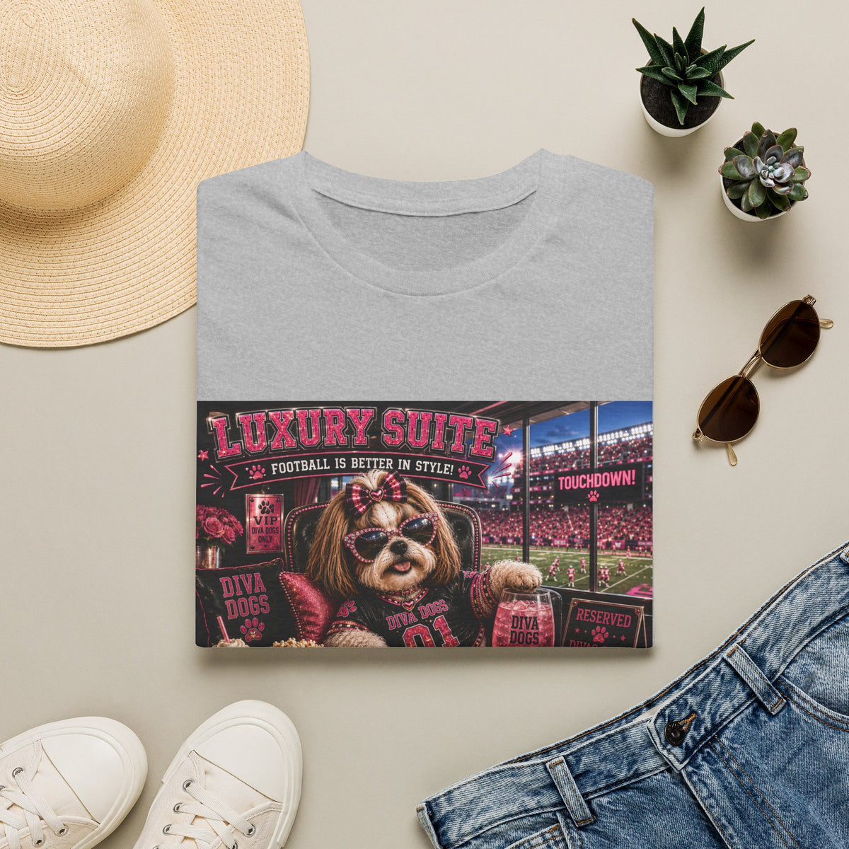 Luxury Suite™ | Diva Dogs™ | Football Game Day Dog Lover T-Shirt | VIP Stadium Collection
