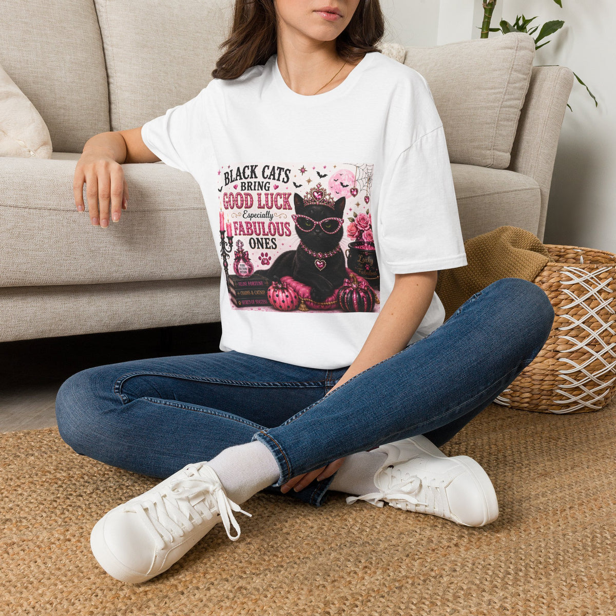 Black Cats Bring Good Luck... Especially Fabulous Ones! | Classy Cats™ Halloween T-Shirt | Funny Black Cat Shirt | Cat Mom Gift | Halloween Cat Lover Tee