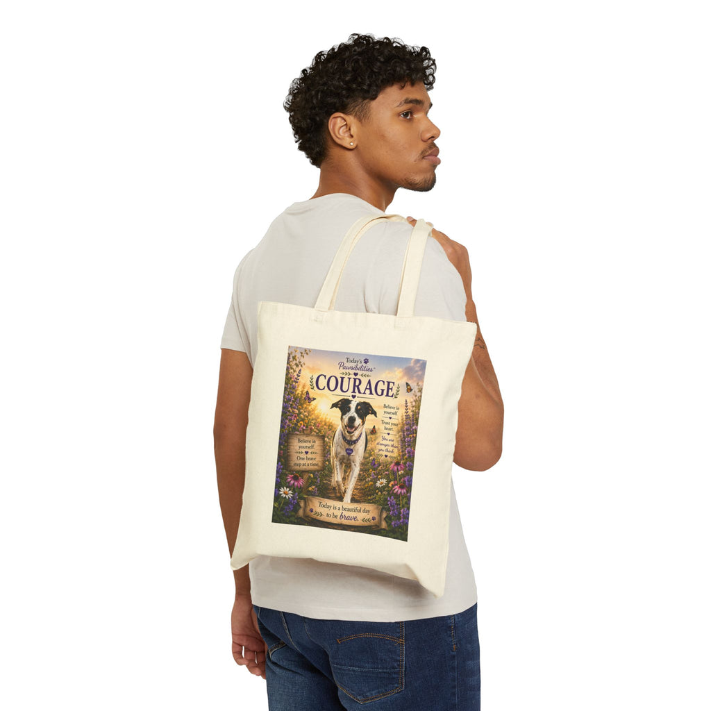Today's Pawsibilities™ – COURAGE Canvas Tote Bag | Abbie Inspirational Dog Tote | Reusable Dog Lover Gift Bag
