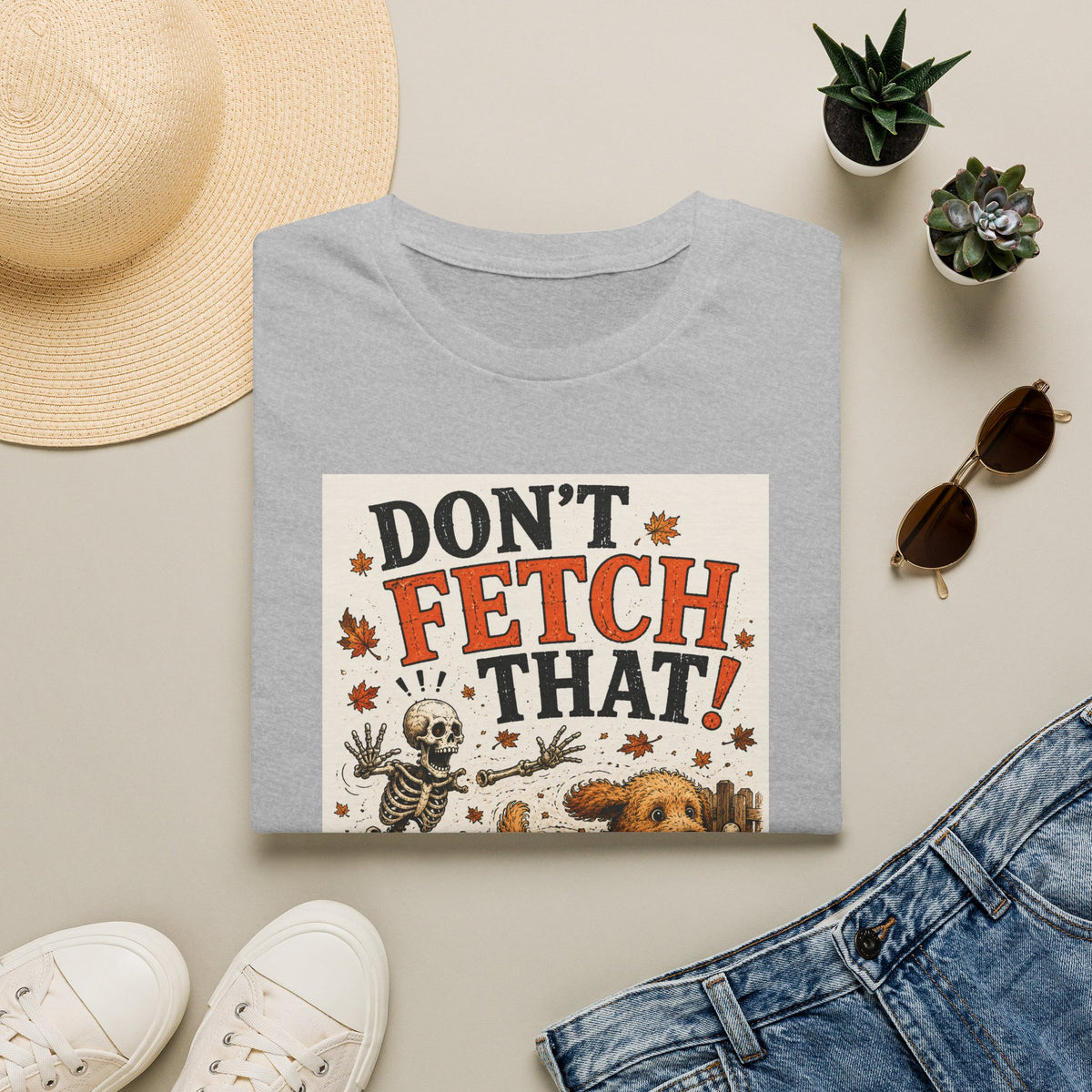Funny Halloween Dog Shirt – Don't Fetch That! | Skeleton Dog T-Shirt | Vintage Halloween Tee | Dog Lover Gift | Fall Graphic Tee | Cute Spooky Shirt