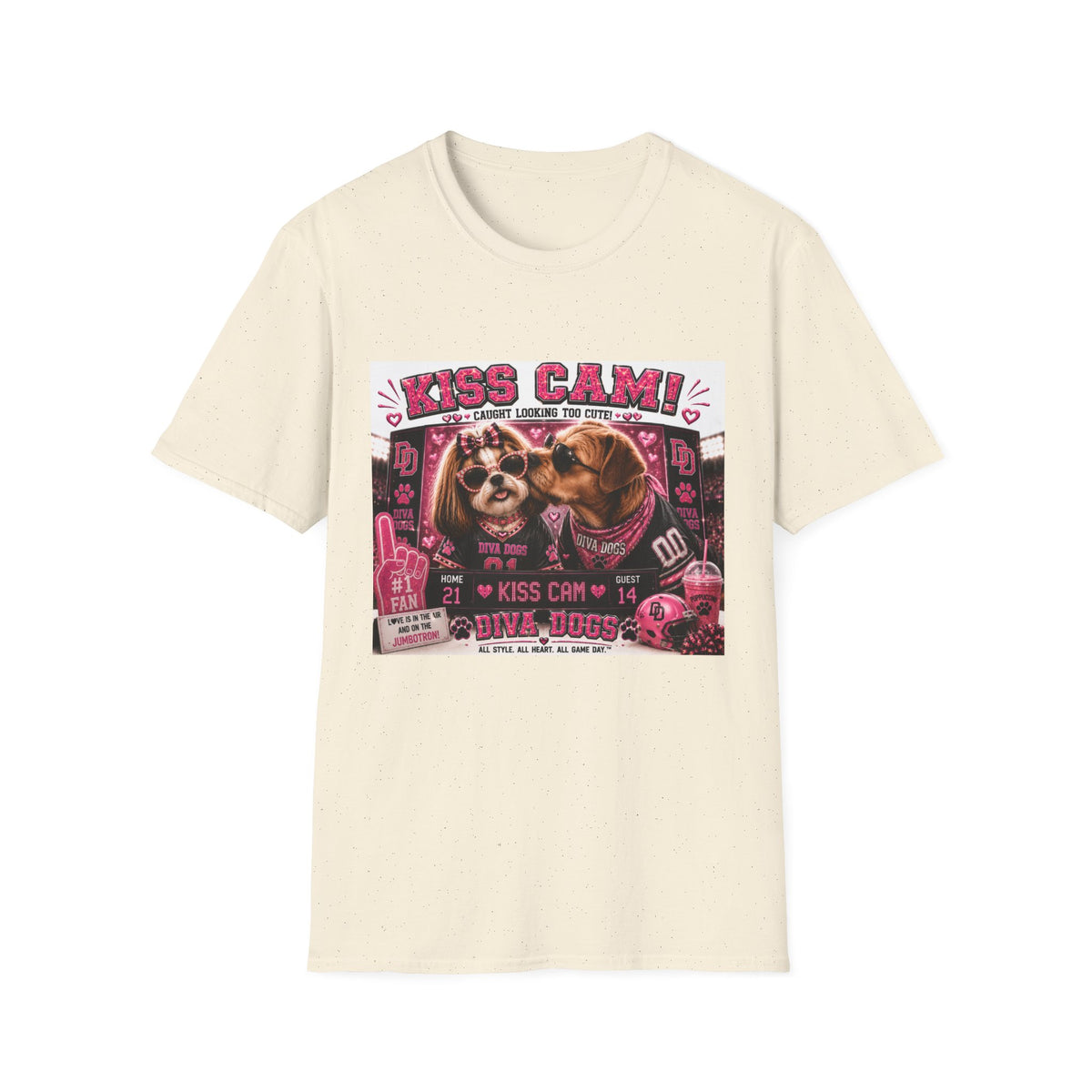 Kiss Cam!™ | Diva Dogs™ | Funny Football Dog Lover T-Shirt | Game Day Romance Collection