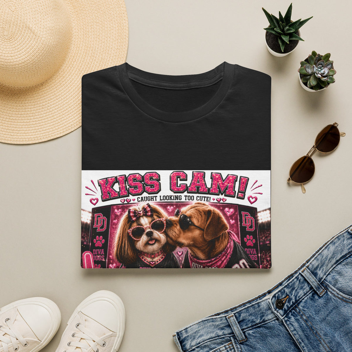 Kiss Cam!™ | Diva Dogs™ | Funny Football Dog Lover T-Shirt | Game Day Romance Collection