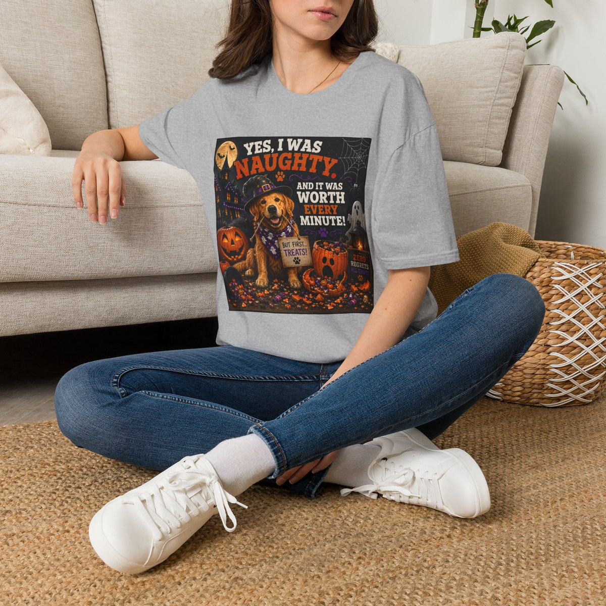 Funny Halloween Dog Shirt – Yes, I Was Naughty… And It Was Worth Every Minute! | Cute Halloween Dog T-Shirt | Fall Dog Lover Tee | Dog Mom Gift