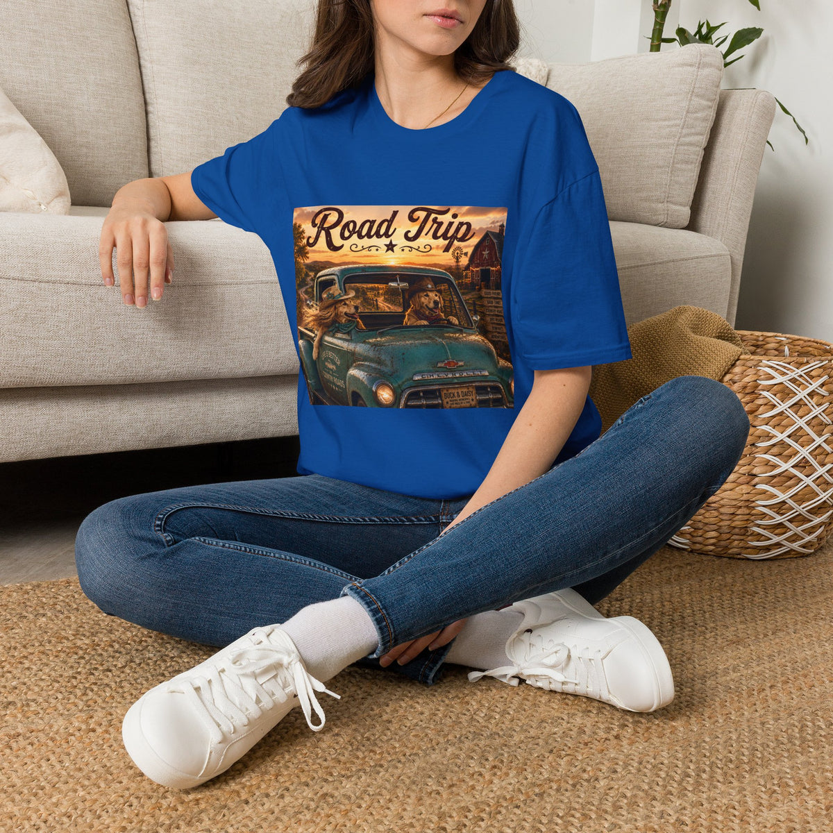 Road Trip | Barn Buddies™ Country Roads T-Shirt | Funny Cowboy Dog Fall Shirt | Vintage Farmhouse Country Life Tee