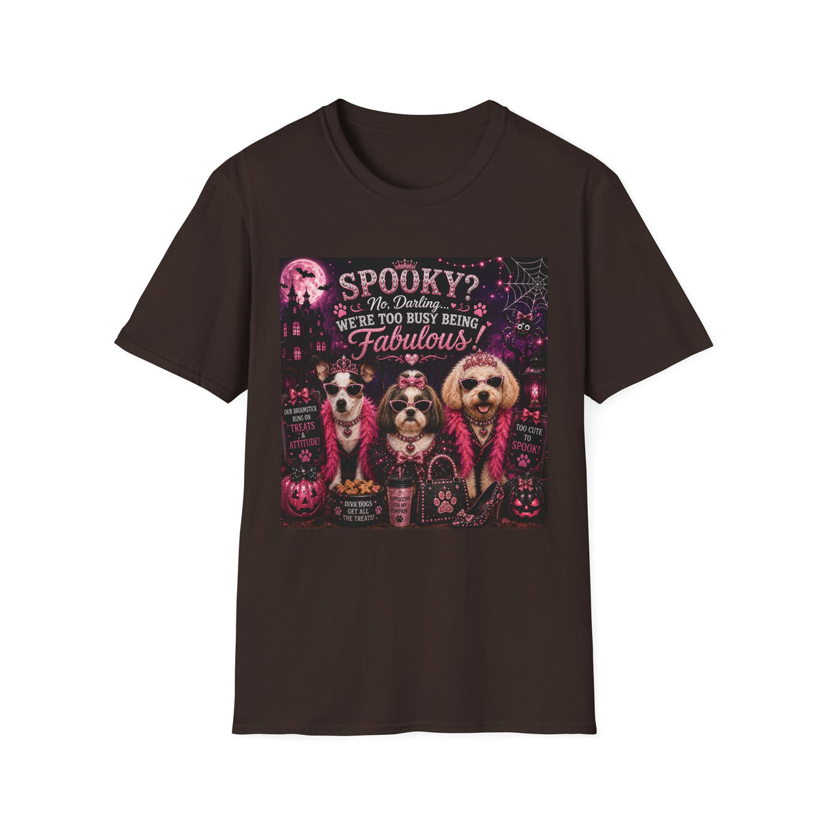 Funny Halloween Dog Shirt – Spooky? No, Darling... We're Too Busy Being Fabulous! | Diva Dogs™ Halloween T-Shirt | Glam Dog Lover Tee | Dog Mom Gift