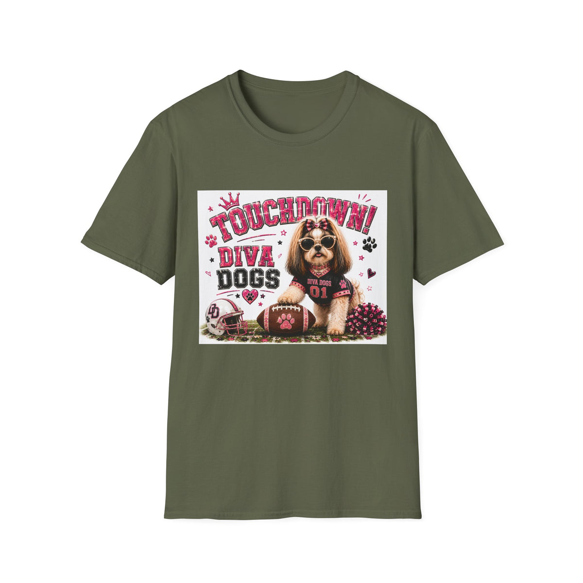 Touchdown!™ | Diva Dogs™ | Football Dog Lover T-Shirt | Glam Game Day Boutique Tee