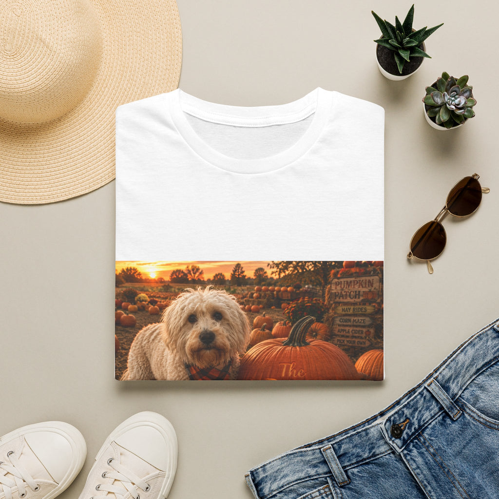 Welcome to The Dog House™ Pumpkin Patch | Maddie's Fall Pumpkin T-Shirt | Cozy Autumn Dog Lover Shirt