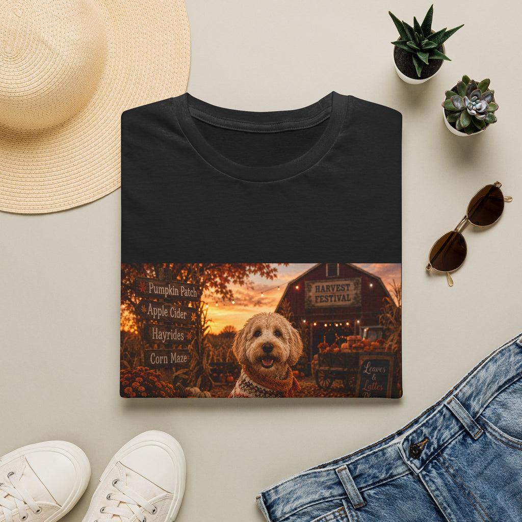 Leaves & Lattes Please | Maddie's Harvest Festival™ | Cozy Fall Dog Lover T-Shirt | Autumn Farmhouse Shirt