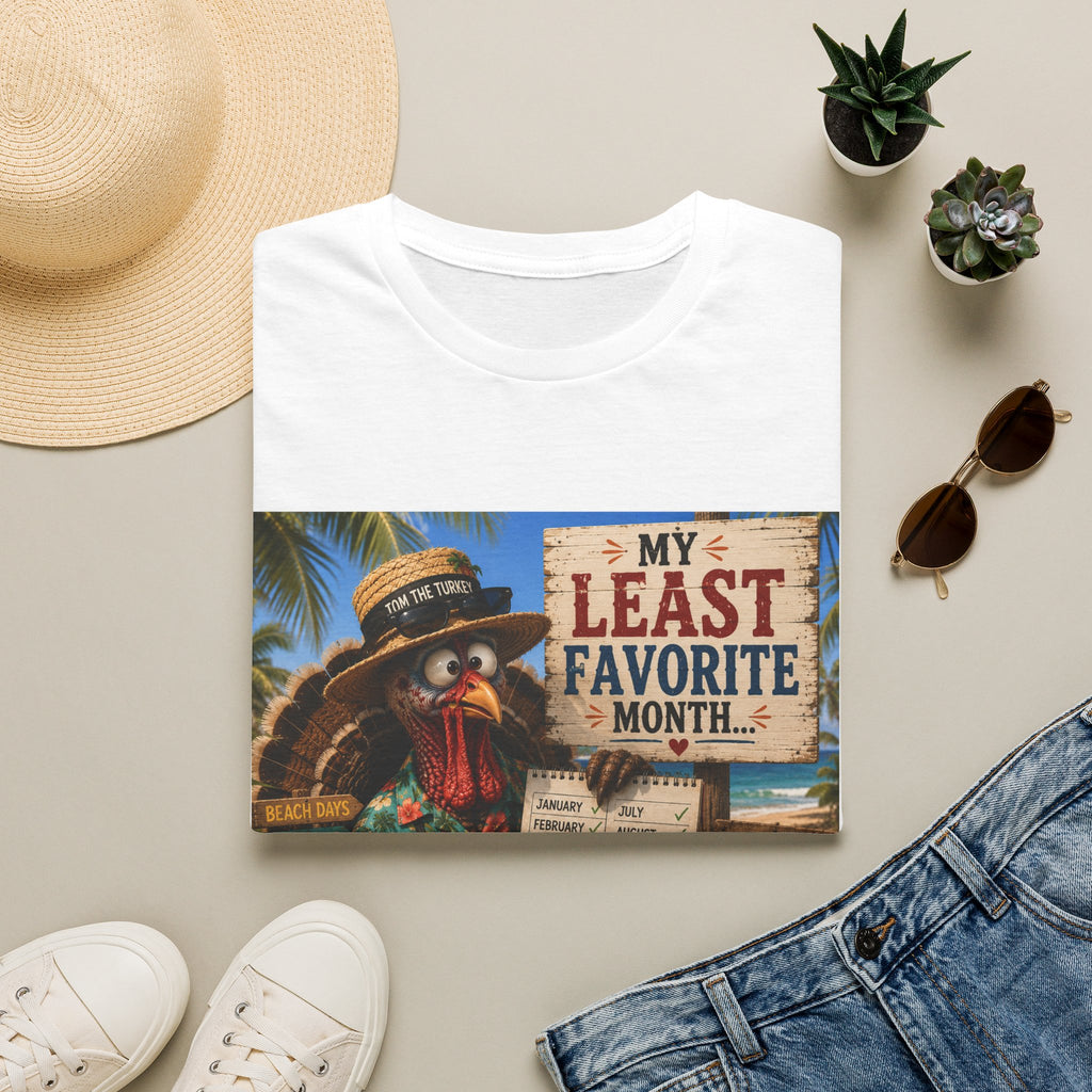 T-Shirt — "My Least Favorite Month" Humorous Turkey Thanksgiving Tee