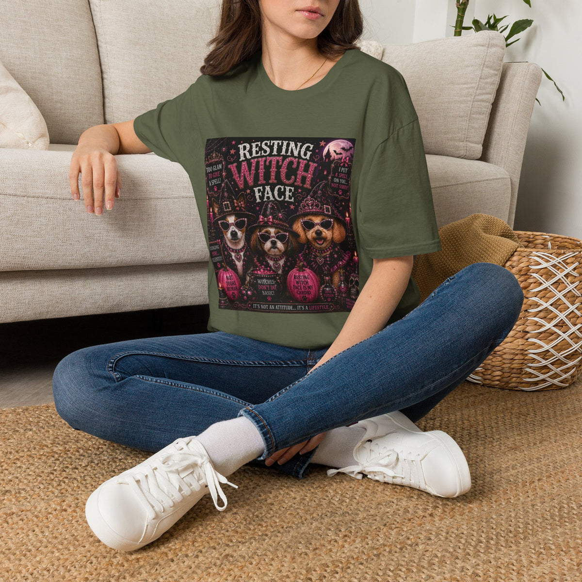 Resting Witch Face | Diva Dogs™ Halloween T-Shirt | Funny Witch Dog Shirt | Glam Halloween Dog Lover Tee | Dog Mom Gift