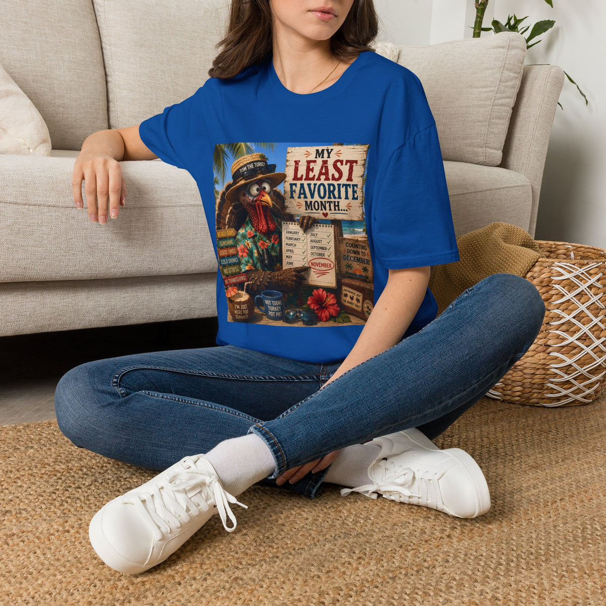 T-Shirt — "My Least Favorite Month" Humorous Turkey Thanksgiving Tee