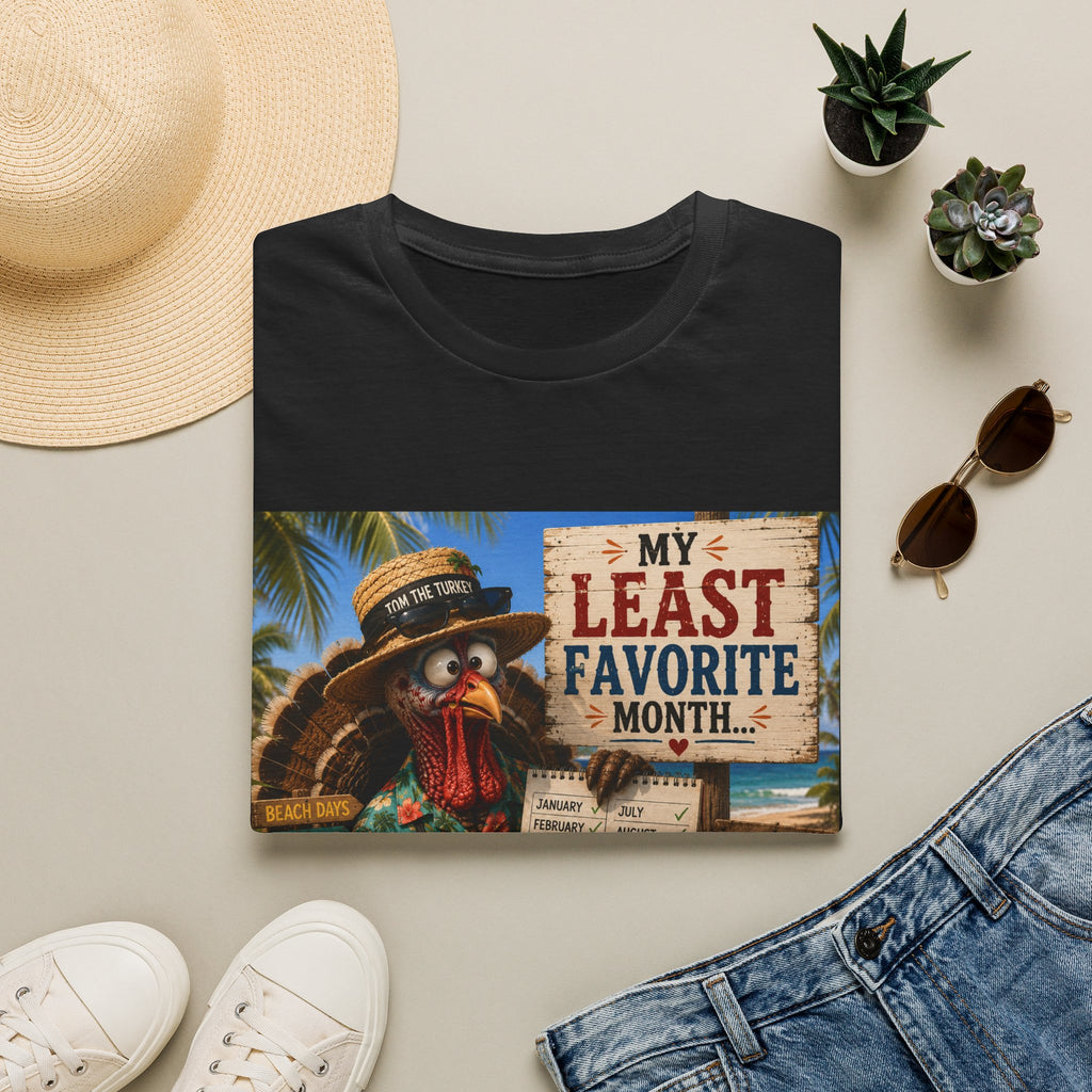 T-Shirt — "My Least Favorite Month" Humorous Turkey Thanksgiving Tee
