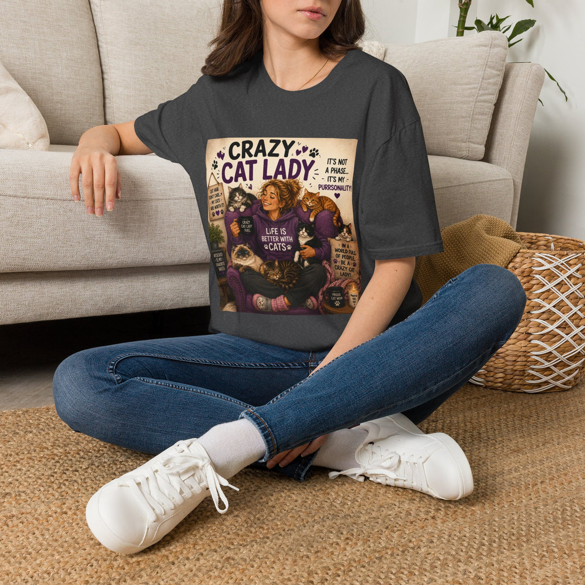 Crazy Cat Lady T-Shirt — "It's Not a Phase, It's My Purrsonality" Cat Mom Tee