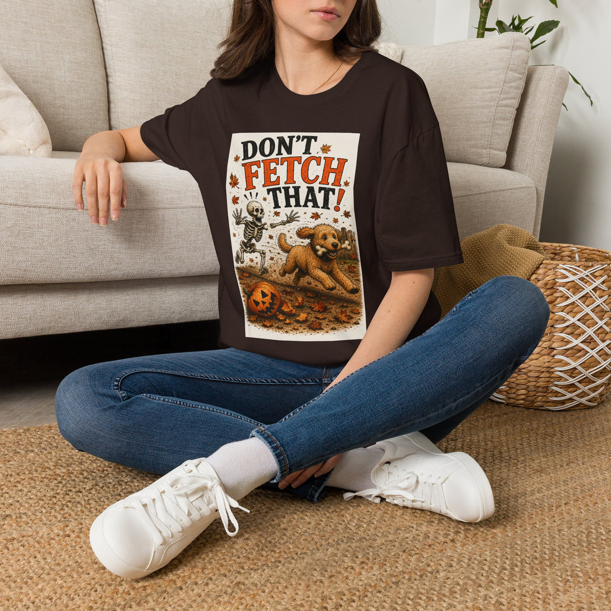 Funny Halloween Dog Shirt – Don't Fetch That! | Skeleton Dog T-Shirt | Vintage Halloween Tee | Dog Lover Gift | Fall Graphic Tee | Cute Spooky Shirt