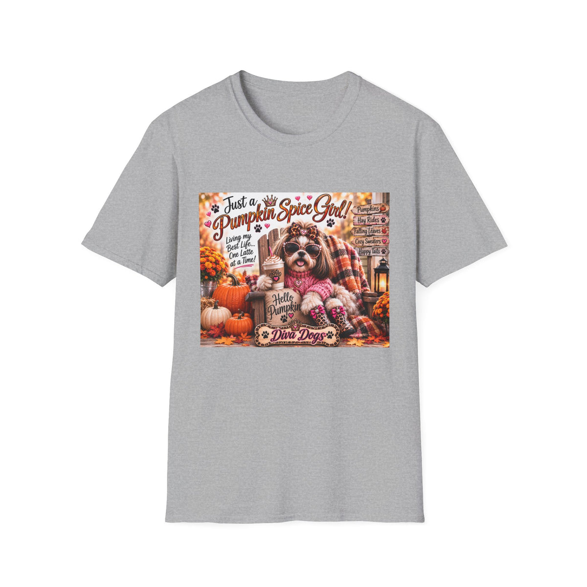 Just a Pumpkin Spice Girl!™ | Diva Dogs™ | Cozy Fall Dog Lover T-Shirt | Boutique Autumn Collection