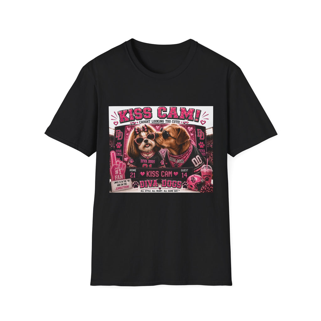Kiss Cam!™ | Diva Dogs™ | Funny Football Dog Lover T-Shirt | Game Day Romance Collection