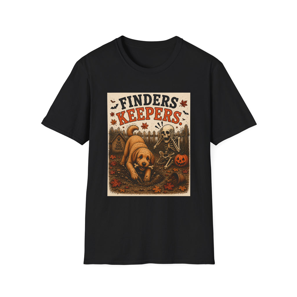 Funny Halloween Dog Shirt – Finders Keepers | Skeleton Dog T-Shirt | Vintage Halloween Tee | Dog Lover Gift | Cute Fall Graphic Tee | Spooky Dog Shirt