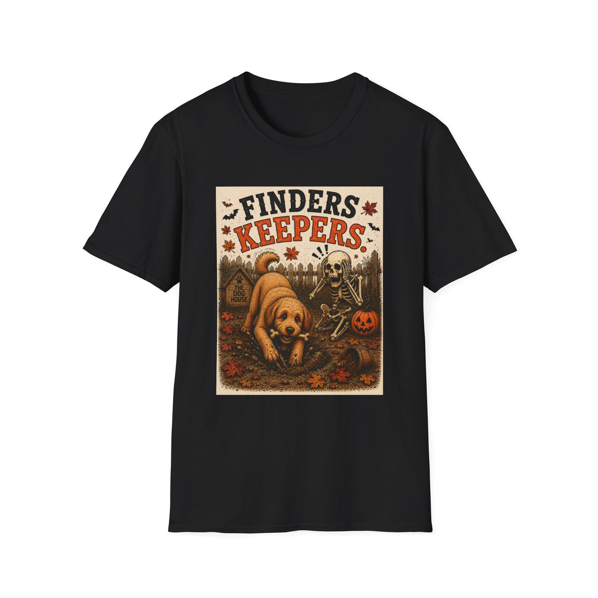 Funny Halloween Dog Shirt – Finders Keepers | Skeleton Dog T-Shirt | Vintage Halloween Tee | Dog Lover Gift | Cute Fall Graphic Tee | Spooky Dog Shirt