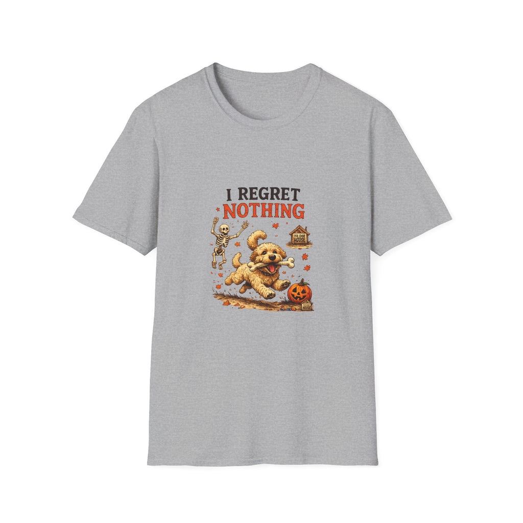 Funny Halloween Dog Shirt – I Regret Nothing | Skeleton Dog T-Shirt | Vintage Halloween Tee | Dog Lover Gift | Fall Graphic Tee
