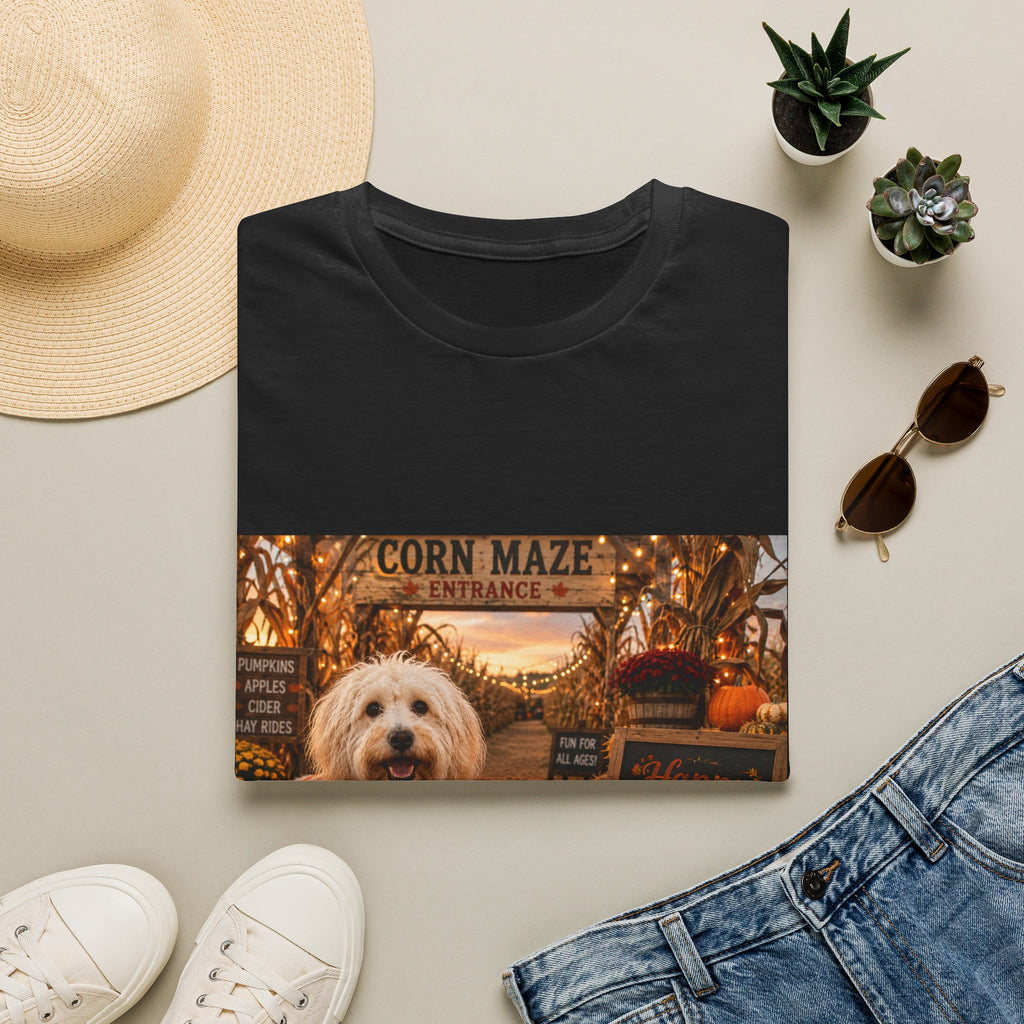 Happy Fall Y'all | Maddie's Corn Maze Adventure™ | Cozy Autumn Dog Lover T-Shirt | Fall Festival Shirt