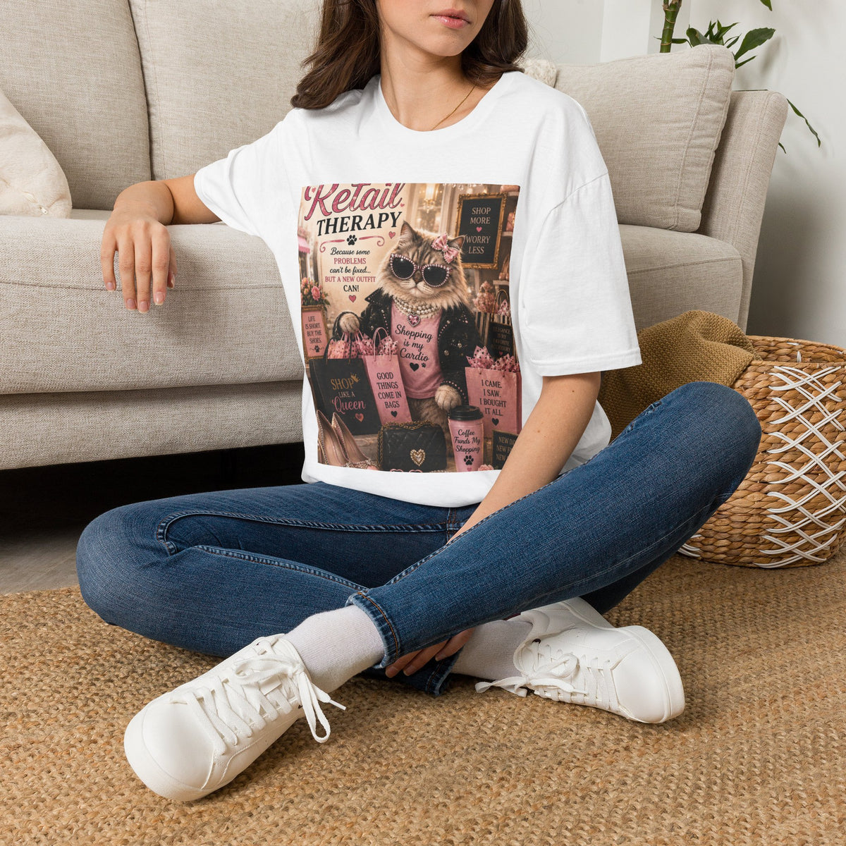 Retail Therapy | Classy Cats™ T-Shirt | Funny Shopping Cat Shirt | Cat Mom Gift | Boutique Fashion Tee | Shopaholic Apparel