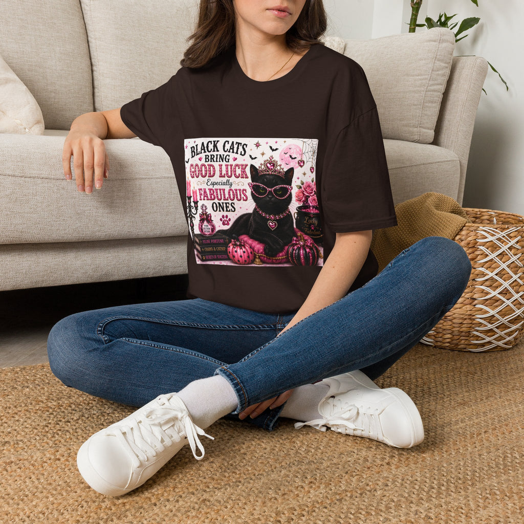 Black Cats Bring Good Luck... Especially Fabulous Ones! | Classy Cats™ Halloween T-Shirt | Funny Black Cat Shirt | Cat Mom Gift | Halloween Cat Lover Tee