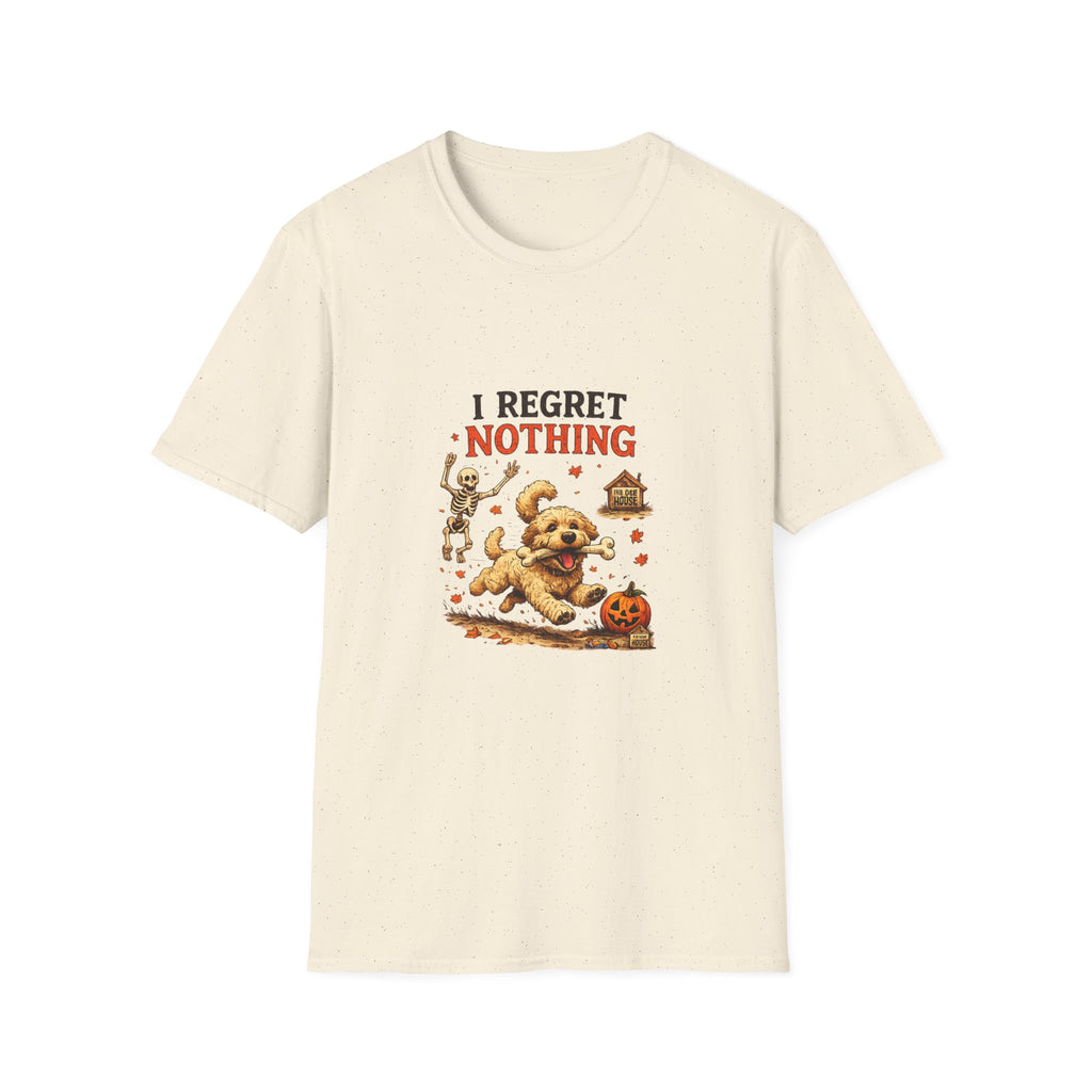 Funny Halloween Dog Shirt – I Regret Nothing | Skeleton Dog T-Shirt | Vintage Halloween Tee | Dog Lover Gift | Fall Graphic Tee