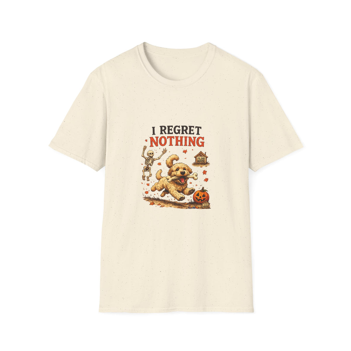 Funny Halloween Dog Shirt – I Regret Nothing | Skeleton Dog T-Shirt | Vintage Halloween Tee | Dog Lover Gift | Fall Graphic Tee