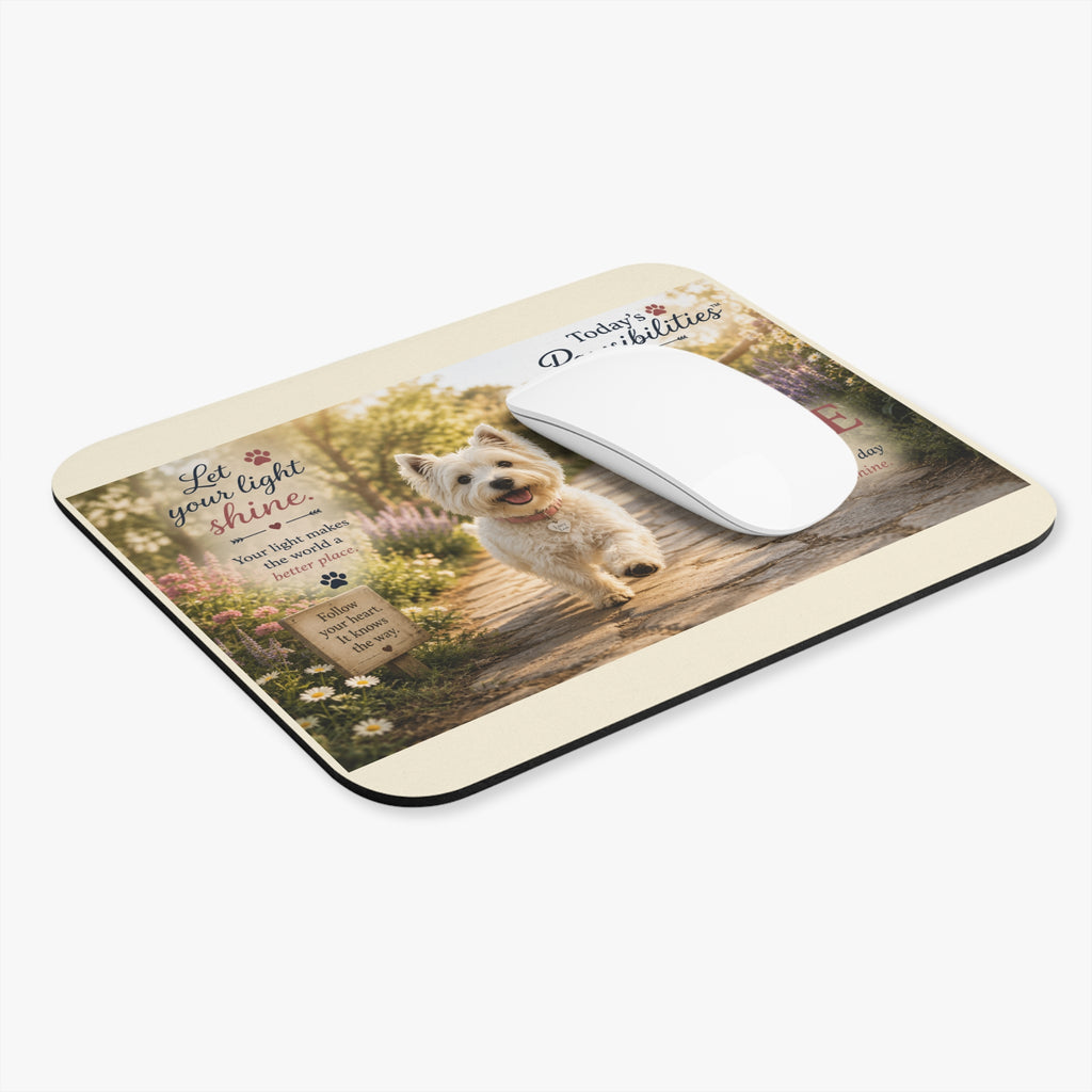Today's Pawsibilities™ – SHINE Inspirational Mouse Pad | Westie Dog Mouse Pad | Positive Affirmation Desk Accessory | Dog Lover Gift