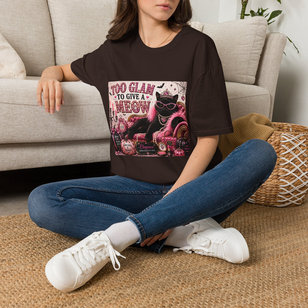 Too Glam to Give a Meow | Classy Cats™ Halloween T-Shirt | Funny Black Cat Shirt | Cat Mom Gift | Glam Cat Lover Tee | Halloween Apparel