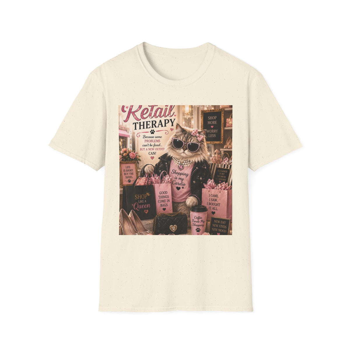 Retail Therapy | Classy Cats™ T-Shirt | Funny Shopping Cat Shirt | Cat Mom Gift | Boutique Fashion Tee | Shopaholic Apparel
