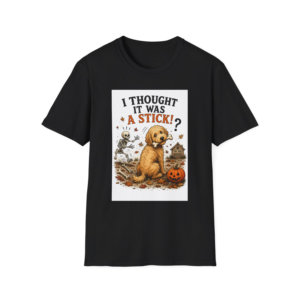 Funny Halloween Dog Shirt – I Thought It Was a Stick! | Skeleton Dog T-Shirt | Vintage Halloween Tee | Cute Dog Lover Gift | Fall Graphic Tee