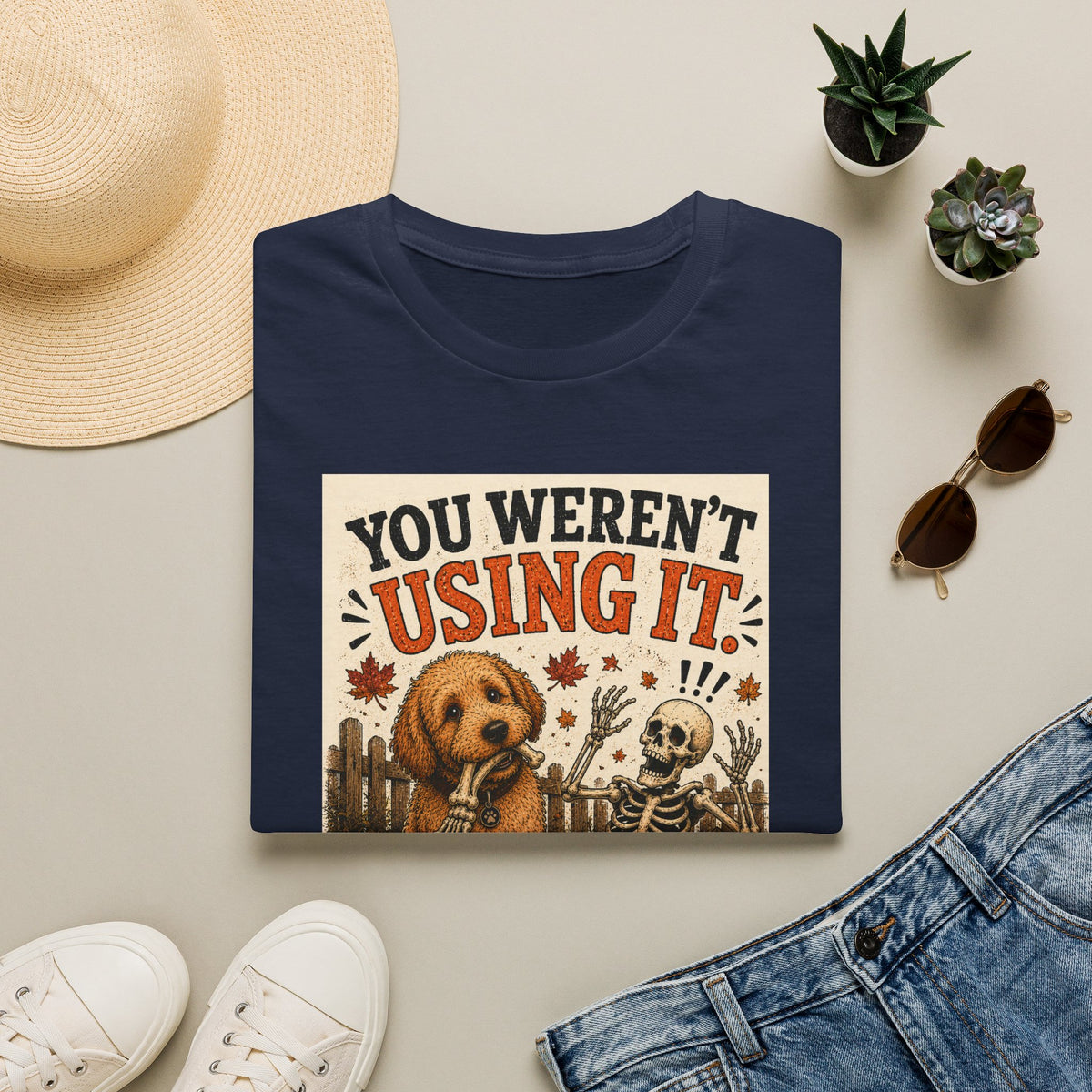 Funny Halloween Dog Shirt – You Weren't Using It! | Skeleton Dog T-Shirt | Vintage Halloween Tee | Dog Lover Gift | Cute Fall Graphic Tee