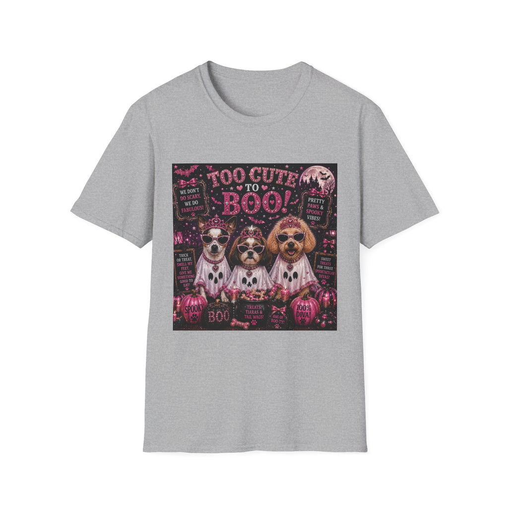 Too Cute to Boo! | Diva Dogs™ Halloween T-Shirt | Cute Ghost Dog Shirt | Funny Halloween Dog Lover Tee | Dog Mom Gift | Glam Halloween Apparel