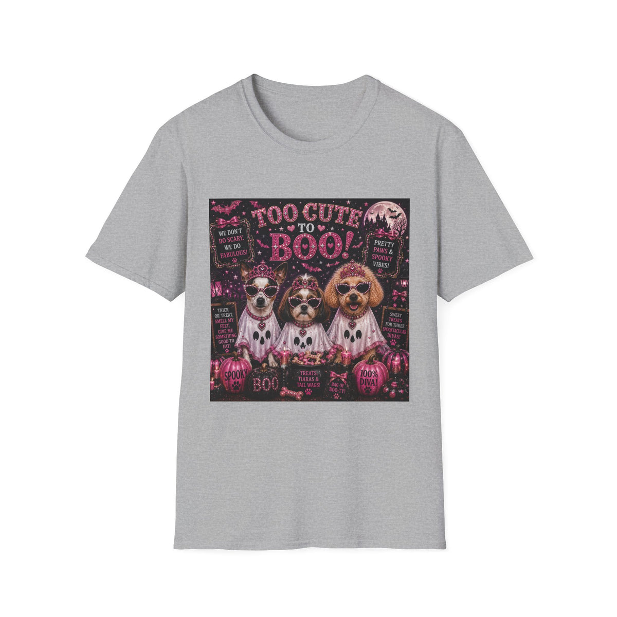 Too Cute to Boo! | Diva Dogs™ Halloween T-Shirt | Cute Ghost Dog Shirt | Funny Halloween Dog Lover Tee | Dog Mom Gift | Glam Halloween Apparel