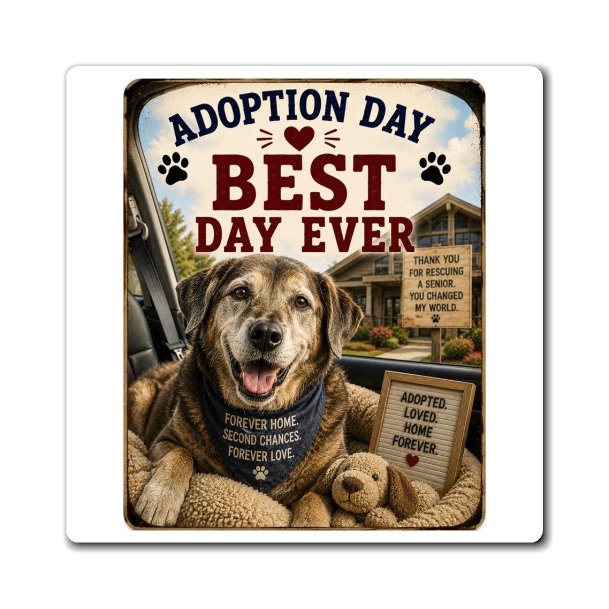 Adoption Day – Best Day Ever” Senior Rescue Dog Magnet | Dog Adoption Gift | The Dog House™
