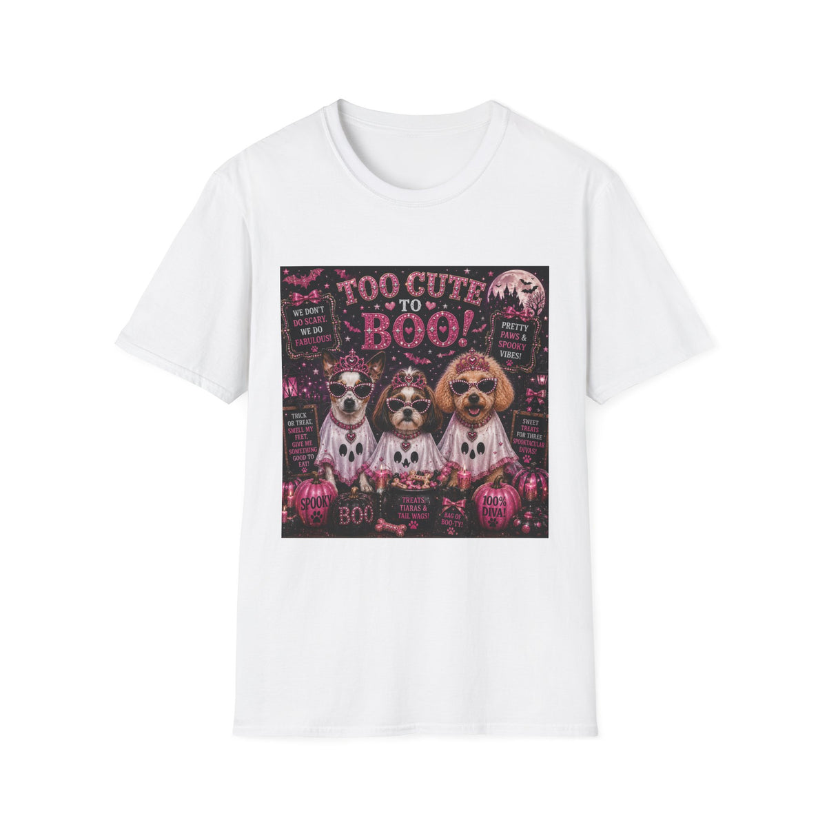 Too Cute to Boo! | Diva Dogs™ Halloween T-Shirt | Cute Ghost Dog Shirt | Funny Halloween Dog Lover Tee | Dog Mom Gift | Glam Halloween Apparel