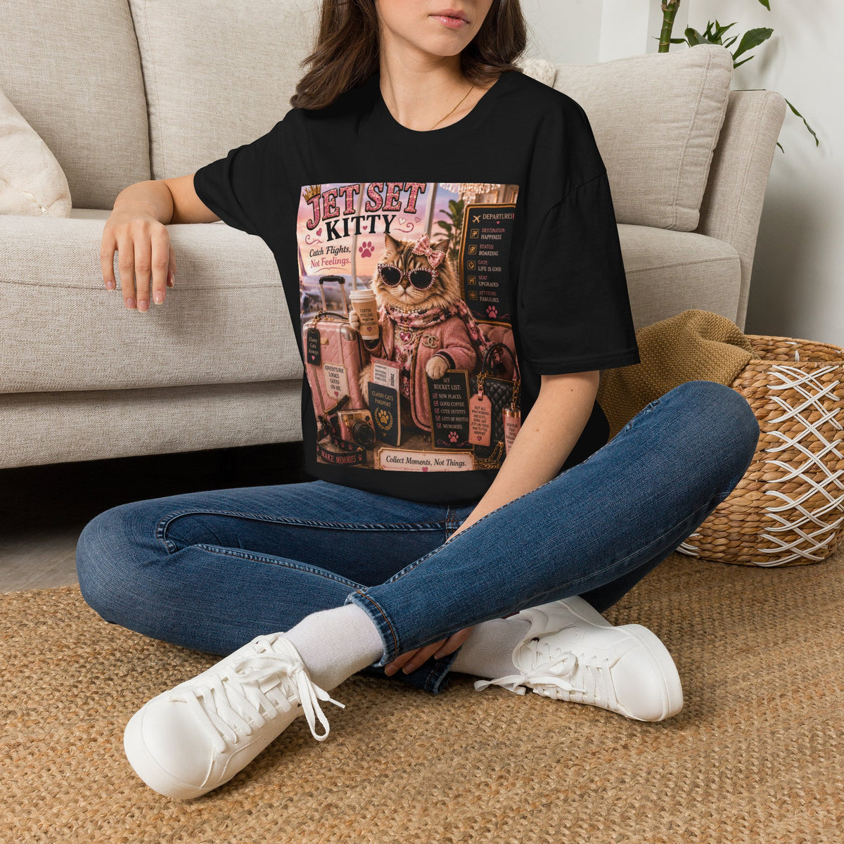 Jet Set Kitty | Classy Cats™ T-Shirt | Funny Travel Cat Shirt | Cat Mom Gift | Vacation Lover Tee | Travel Apparel