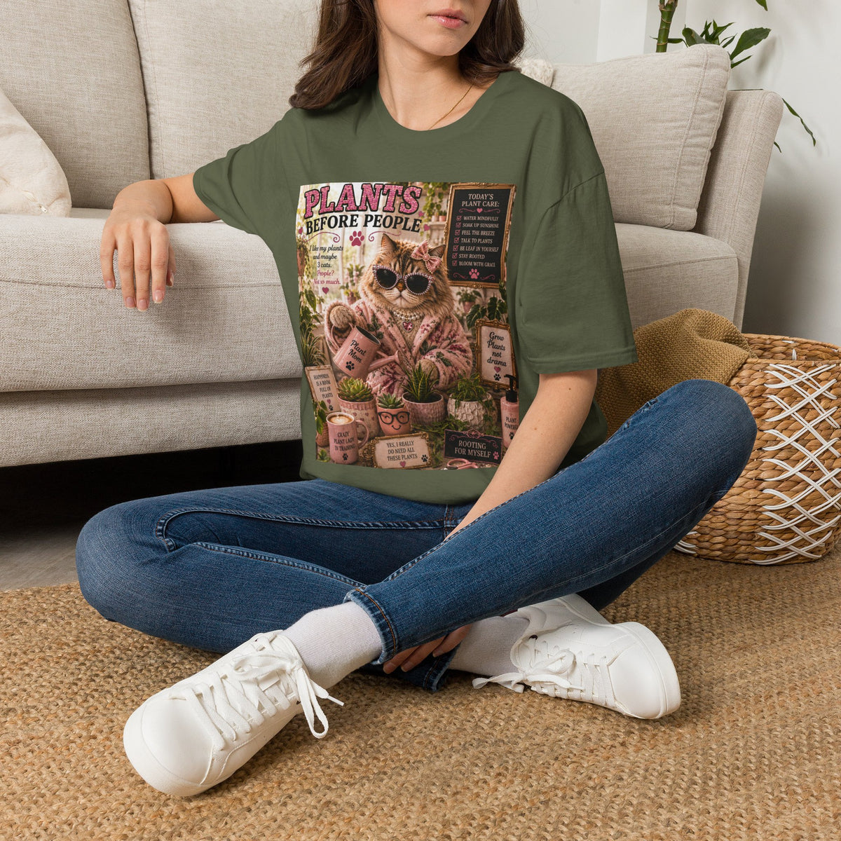 Plants Before People | Classy Cats™ T-Shirt | Funny Plant Lover Cat Shirt | Plant Mom Gift | Houseplant Lover Tee | Gardening & Botanical Apparel