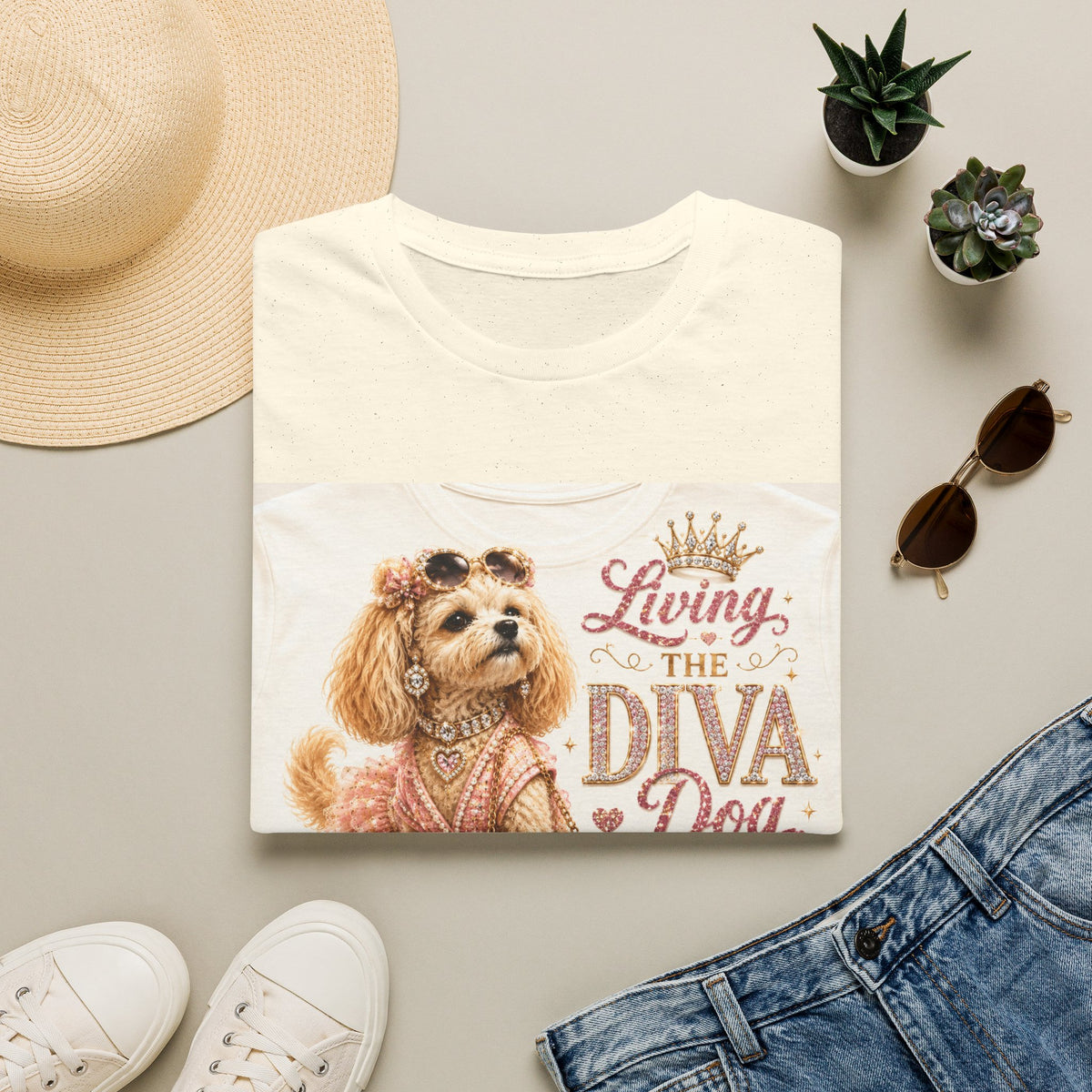 Living the Diva Dog Life T-Shirt — Cute Pampered Pup Graphic Tee