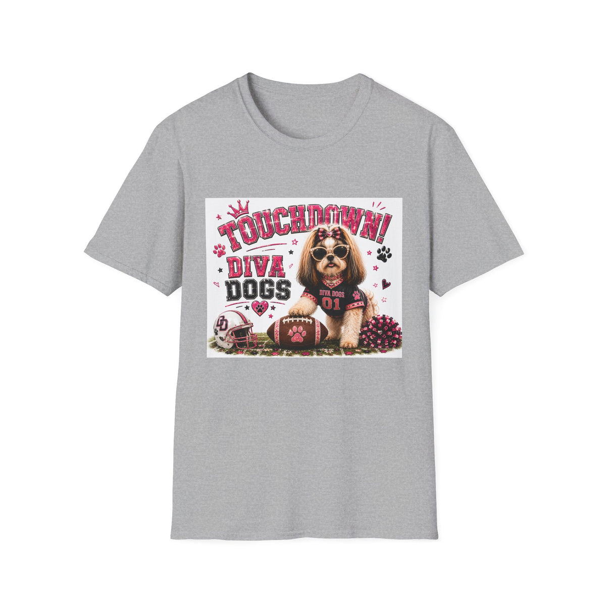 Touchdown!™ | Diva Dogs™ | Football Dog Lover T-Shirt | Glam Game Day Boutique Tee